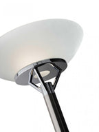 Frosted Glass Shade Uplighting Torchiere In Brushed Steel  Warm Home View
