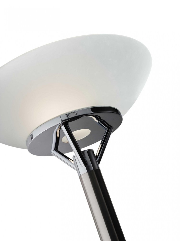 Frosted Glass Shade Uplighting Torchiere In Brushed Steel  Warm Home View
