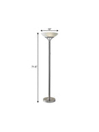 Frosted Glass Shade Uplighting Torchiere In Brushed Steel  Warm Home View