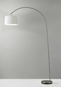 83" Silver Arc Floor Lamp With White Linen Empire Shade  Warm Home View