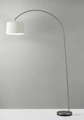 83" Silver Arc Floor Lamp With White Linen Empire Shade  Warm Home View