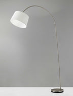 83" Silver Arc Floor Lamp With White Linen Empire Shade  Warm Home View