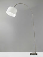 83" Silver Arc Floor Lamp With White Linen Empire Shade  Warm Home View