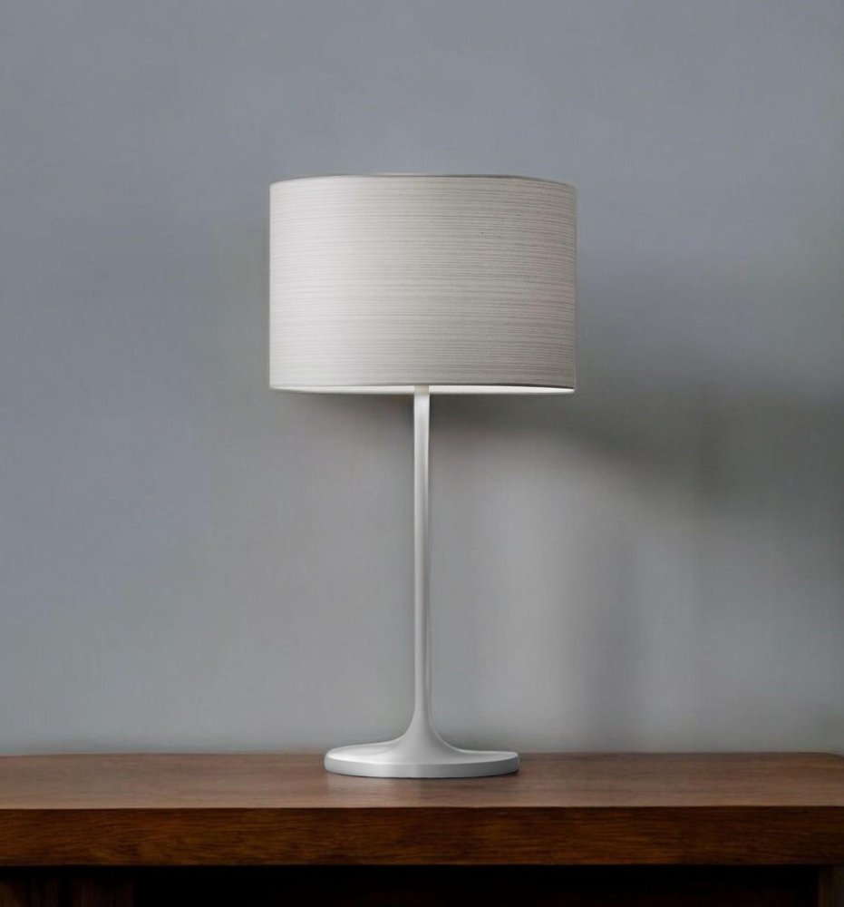 White On White Metal Table Lamp  Warm Home View
