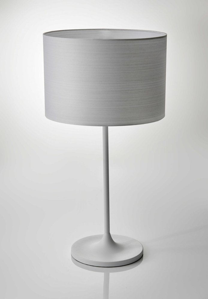 White On White Metal Table Lamp  Warm Home View