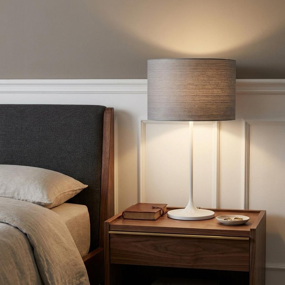 White On White Metal Table Lamp  Warm Home View