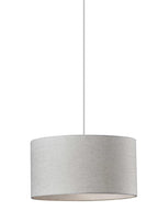 White Fabric Sleek Drum Pendant Lamp  Warm Home View