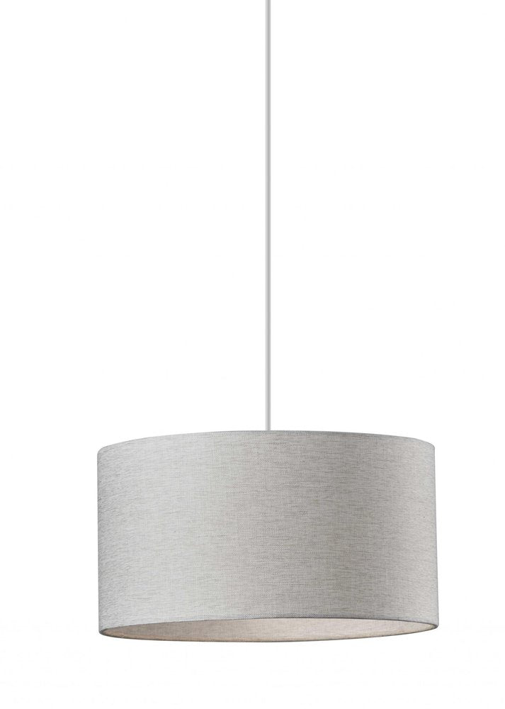 White Fabric Sleek Drum Pendant Lamp  Warm Home View
