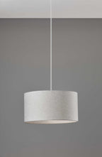 White Fabric Sleek Drum Pendant Lamp  Warm Home View
