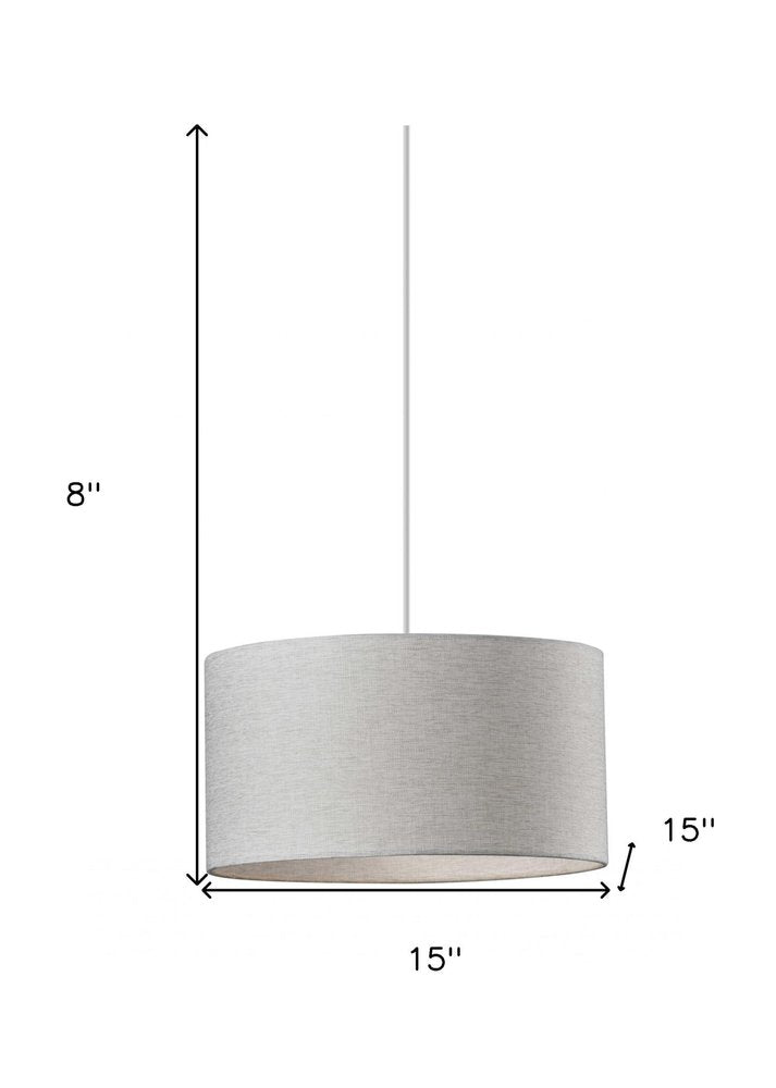 White Fabric Sleek Drum Pendant Lamp  Warm Home View