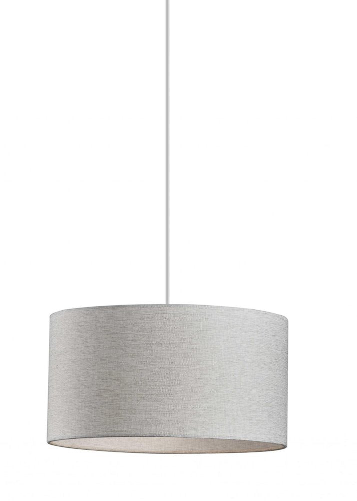 White Fabric Sleek Drum Pendant Lamp  Warm Home View