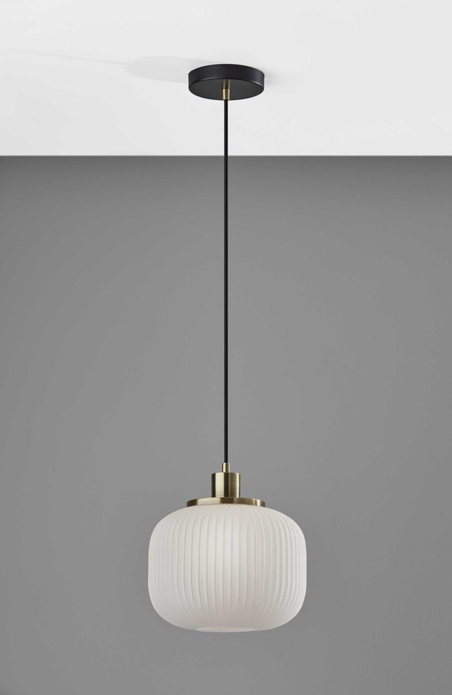 Striped Glass Glow Metal Pendant  Warm Home View