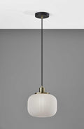 Striped Glass Glow Metal Pendant  Warm Home View