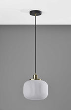Striped Glass Glow Metal Pendant  Warm Home View