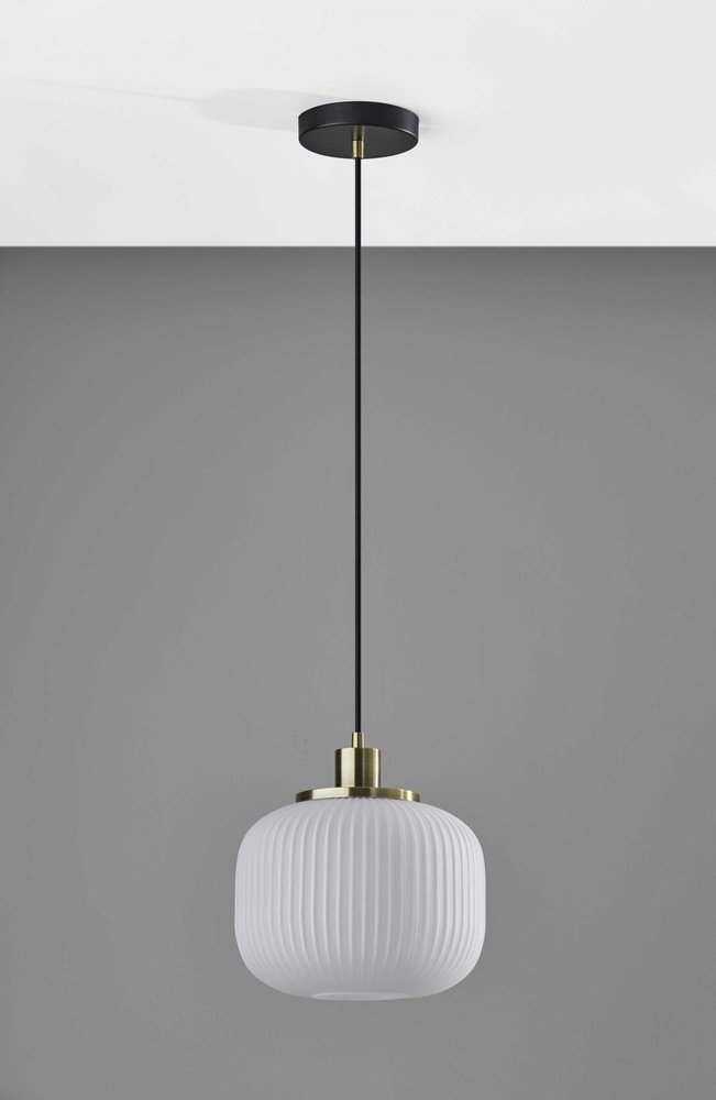 Striped Glass Glow Metal Pendant  Warm Home View