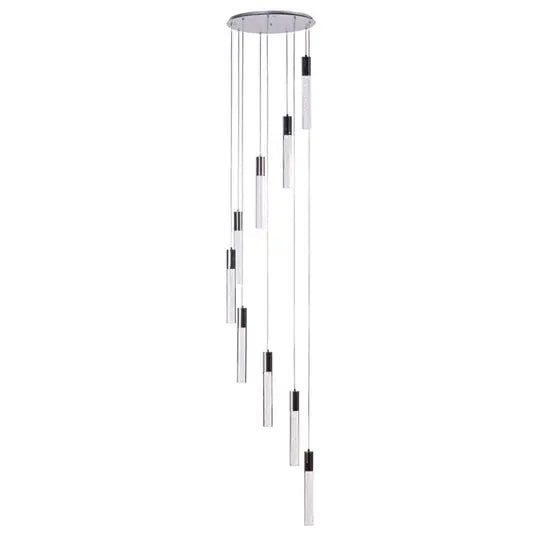 Sparkling Night Cylinder Chandelier // 9 Light  Warm Home View