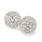 Set of Two Silver And Clear Faux Crystal And Metal Orb Decorative Tabletop Sculptures  Warm Home View