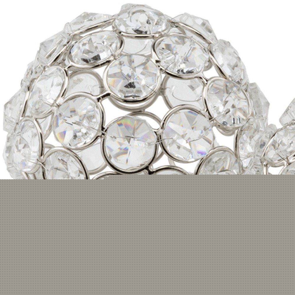 Set of Two Silver And Clear Faux Crystal And Metal Orb Decorative Tabletop Sculptures  Warm Home View