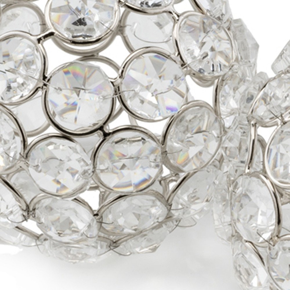 Set of Two Silver And Clear Faux Crystal And Metal Orb Decorative Tabletop Sculptures  Warm Home View