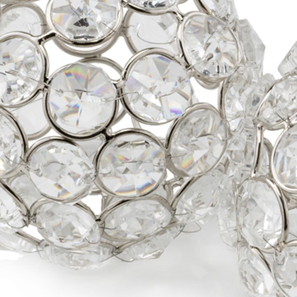 Set of Two Silver And Clear Faux Crystal And Metal Orb Decorative Tabletop Sculptures  Warm Home View