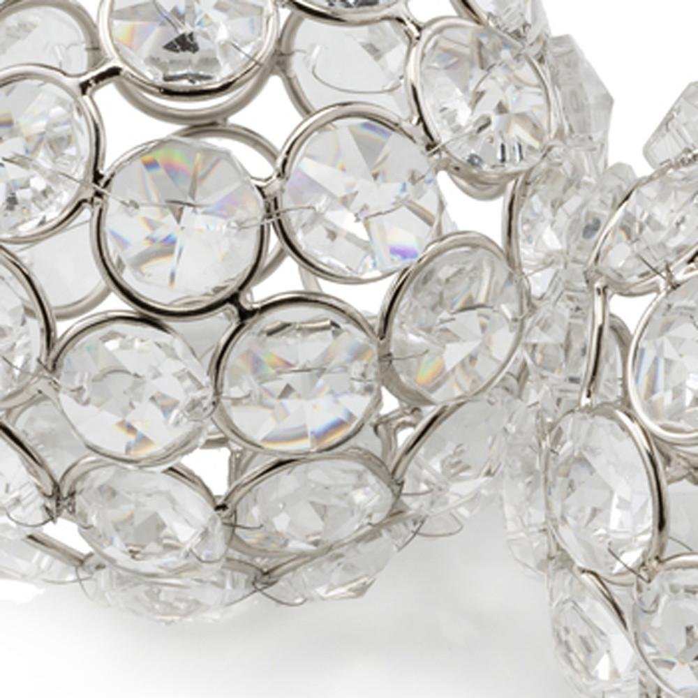 Set of Two Silver And Clear Faux Crystal And Metal Orb Decorative Tabletop Sculptures  Warm Home View