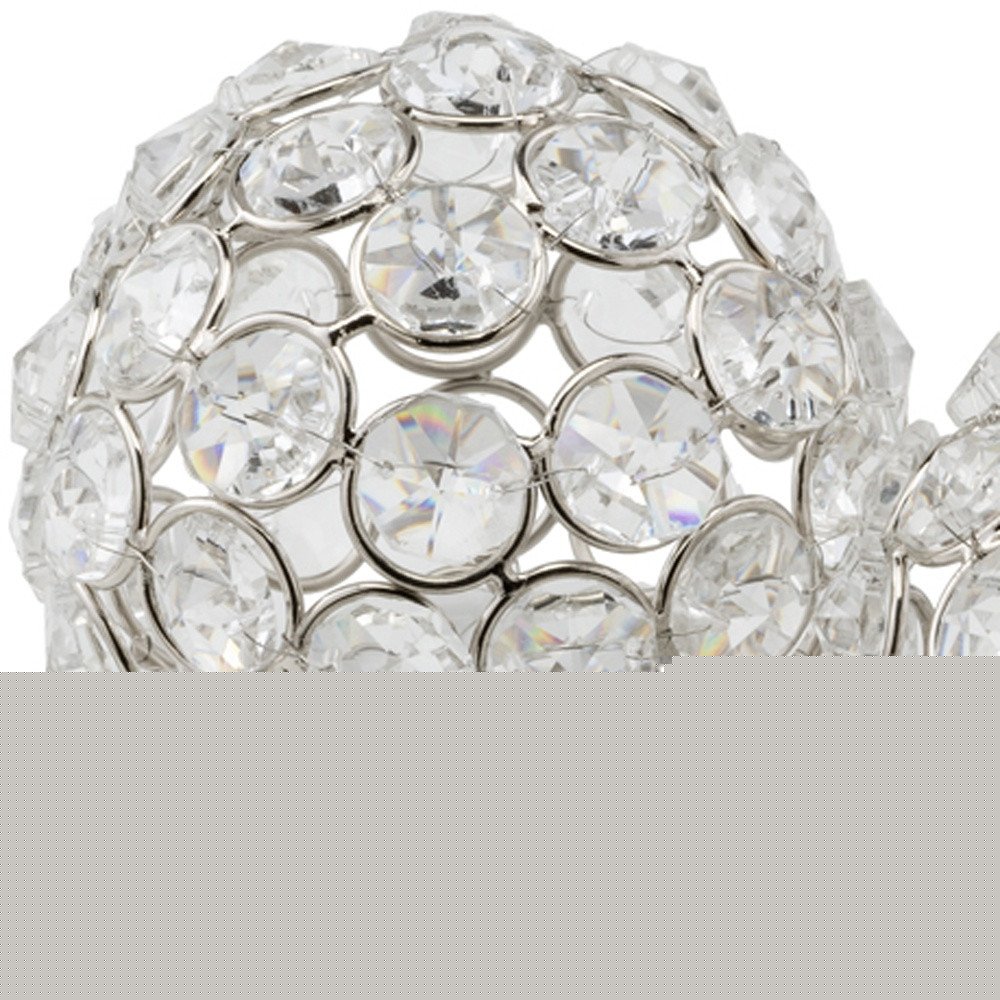 Set of Two Silver And Clear Faux Crystal And Metal Orb Decorative Tabletop Sculptures  Warm Home View