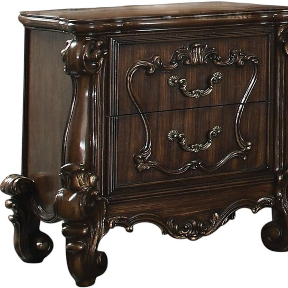 31" White Wood Two Drawer Nightstand  Warm Home View