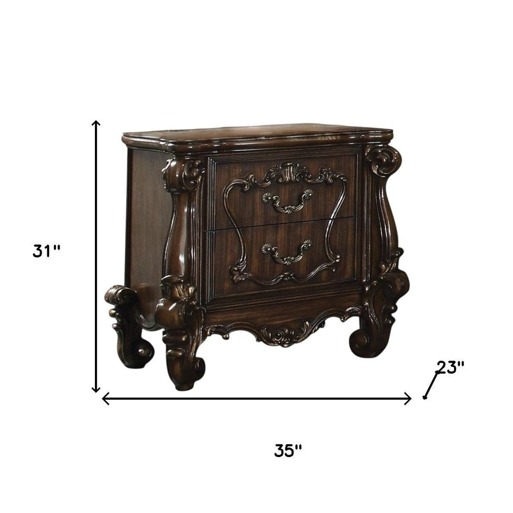 31" White Wood Two Drawer Nightstand  Warm Home View