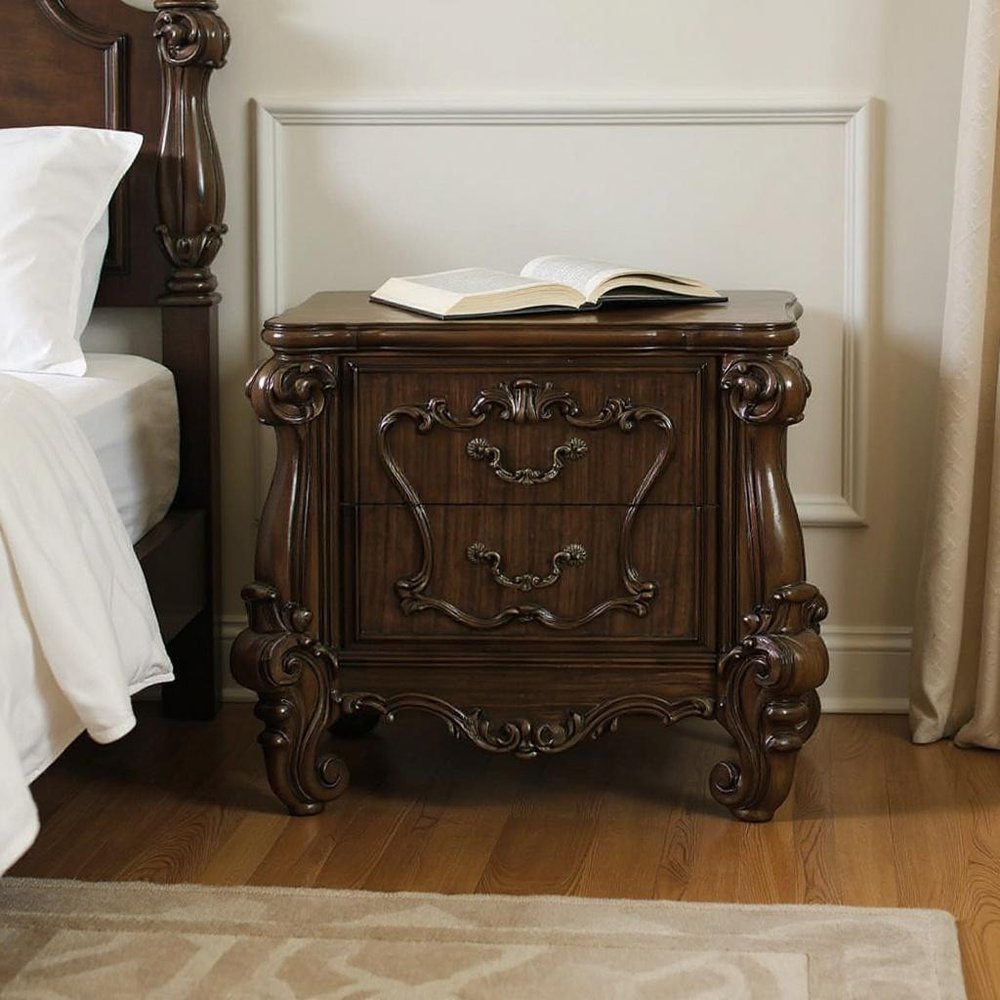 31" White Wood Two Drawer Nightstand  Warm Home View