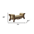 74" Bone and Gold Tufted Faux Leather Upholstered Bench  Warm Home View