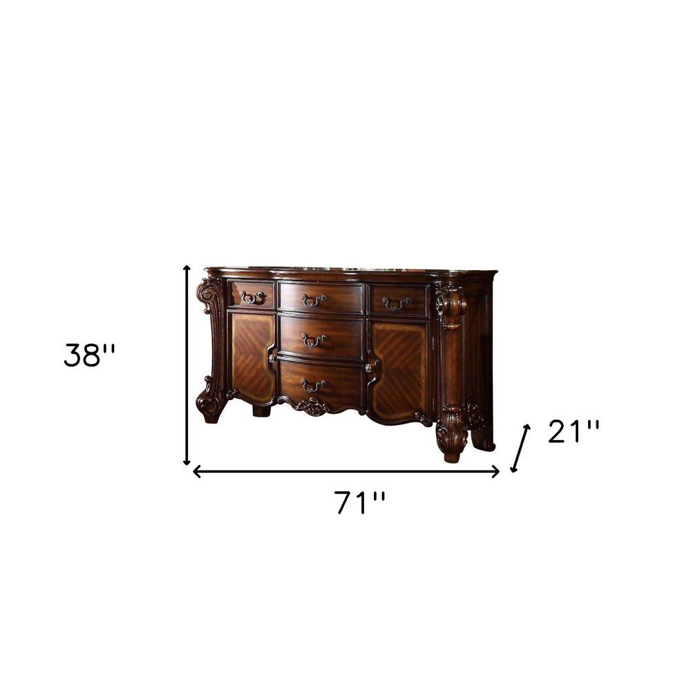 71" Solid Wood Five Drawer Dresser  Warm Home View