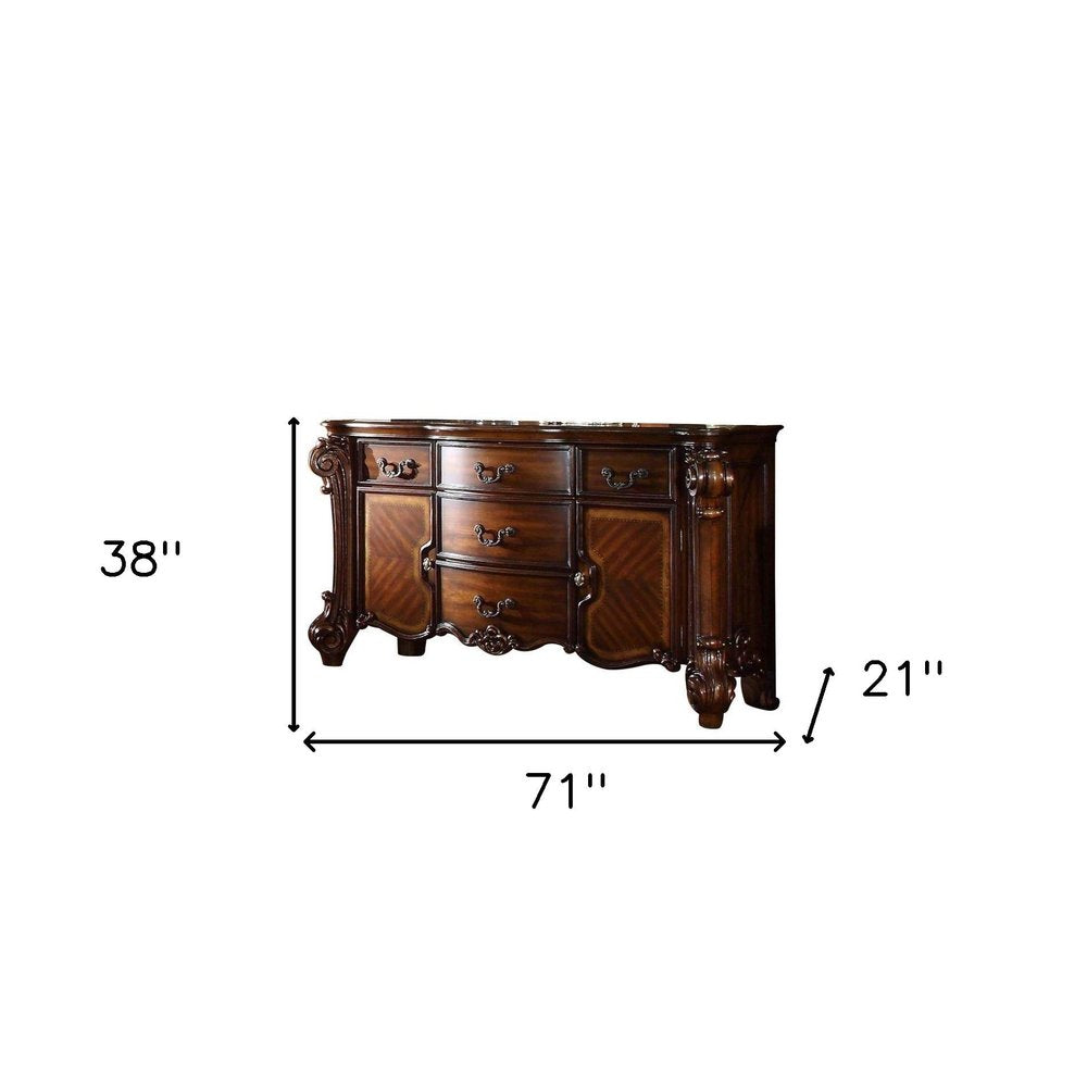 71" Solid Wood Five Drawer Dresser  Warm Home View