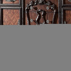 70" Cherry Oak Solid Wood Five Drawer Combo Dresser, Brown Finish  Warm Home View