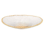 8" Clear And Gold Glass Scalloped Edge Oval Serving Bowl  Warm Home View