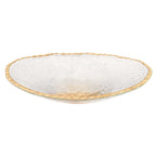 8" Clear And Gold Glass Scalloped Edge Oval Serving Bowl  Warm Home View