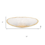8" Clear And Gold Glass Scalloped Edge Oval Serving Bowl  Warm Home View