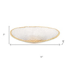 8" Clear And Gold Glass Scalloped Edge Oval Serving Bowl  Warm Home View
