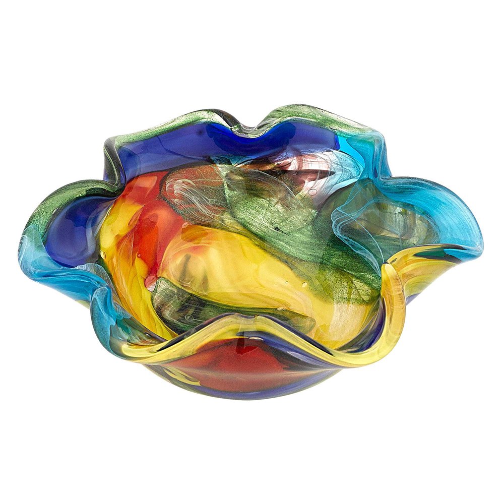 9" Rainbow Multi Colored Art Glass Centerpiece Bowl  Warm Home View