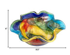 9" Rainbow Multi Colored Art Glass Centerpiece Bowl  Warm Home View