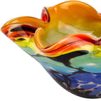 9" Rainbow Multi Art Glass Wavy Centerpiece Bowl  Warm Home View