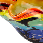 9" Rainbow Multi Art Glass Wavy Centerpiece Bowl  Warm Home View