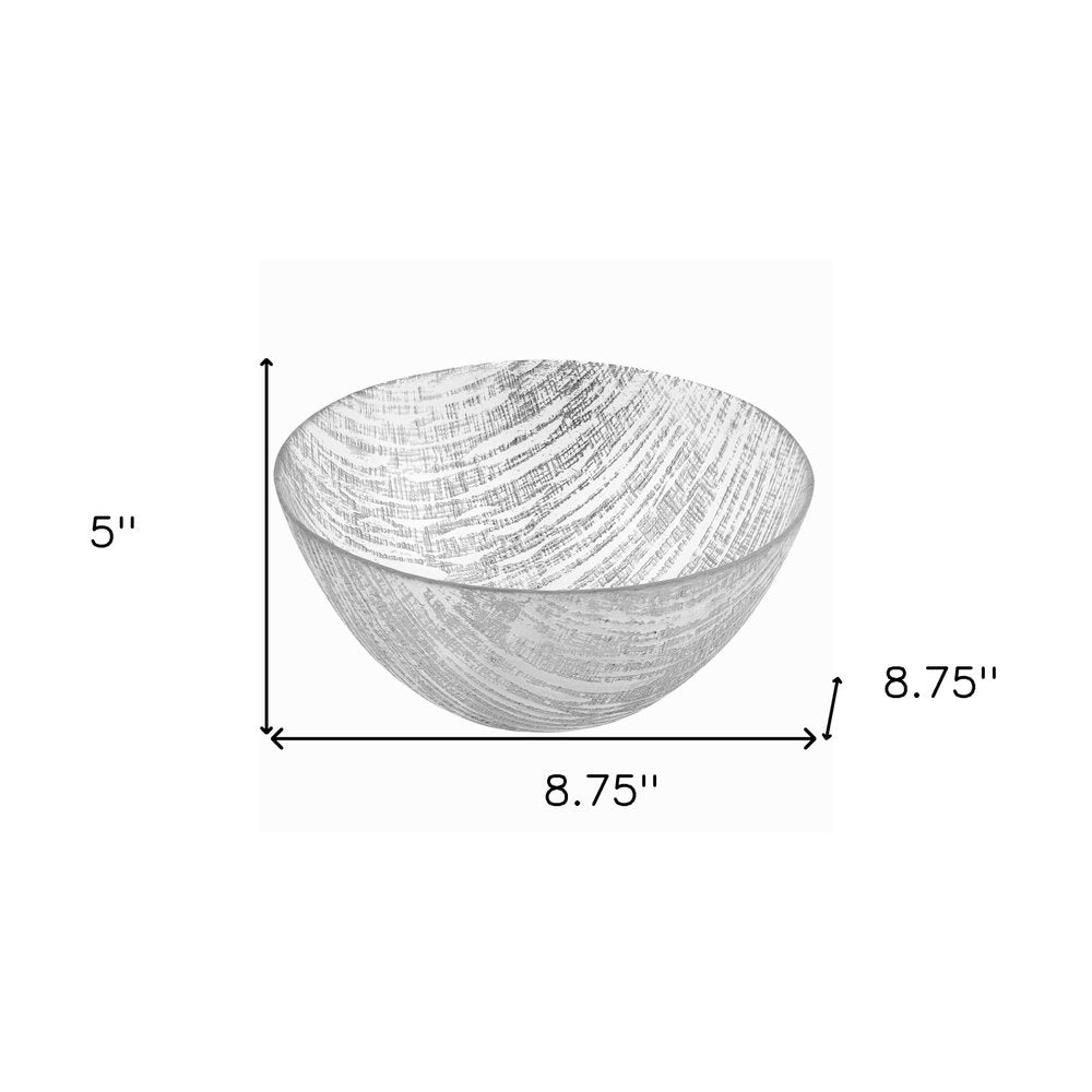 9" Clear And Silver Lead Free Crystal Round Serving Bowl  Warm Home View