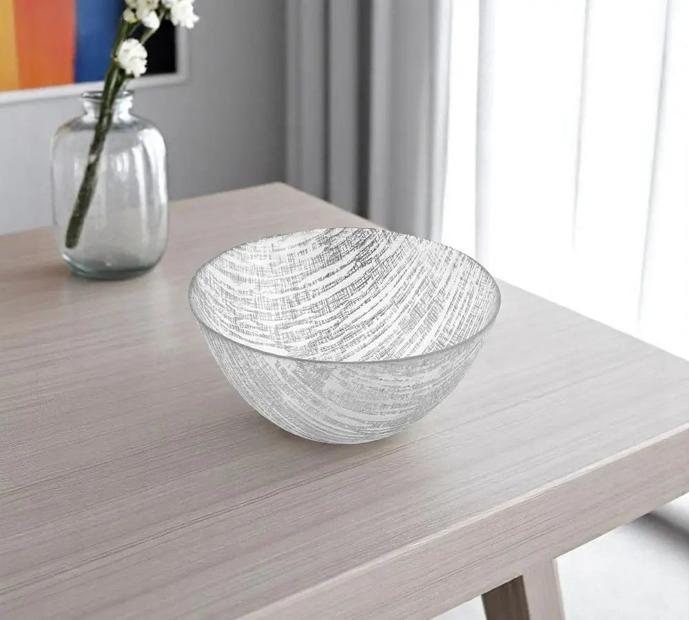 9" Clear And Silver Lead Free Crystal Round Serving Bowl  Warm Home View