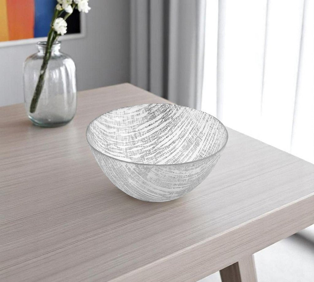 9" Clear And Silver Lead Free Crystal Round Serving Bowl  Warm Home View