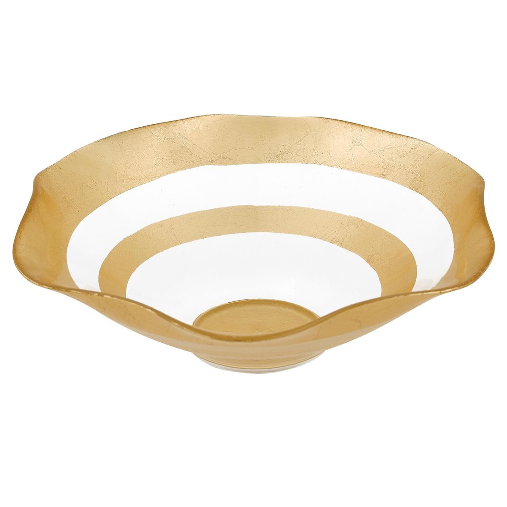 9" Clear and Gold Glass Round Ruffle Centerpiece Bowl  Warm Home View