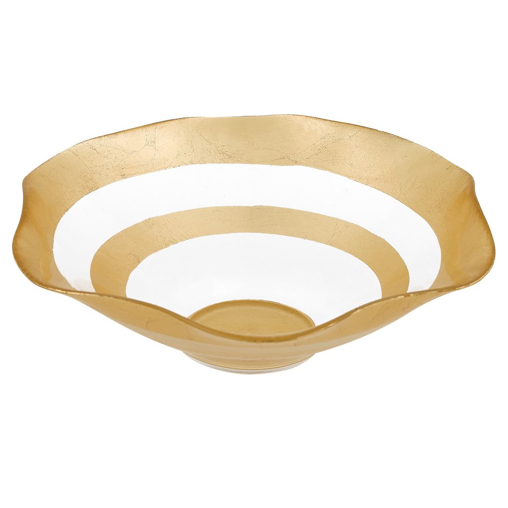 9" Clear and Gold Glass Round Ruffle Centerpiece Bowl  Warm Home View