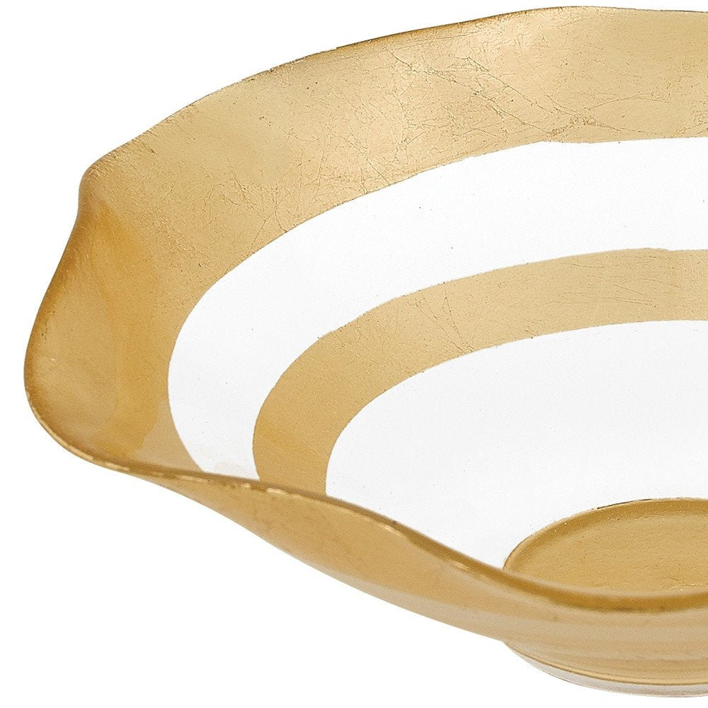 9" Clear and Gold Glass Round Ruffle Centerpiece Bowl  Warm Home View