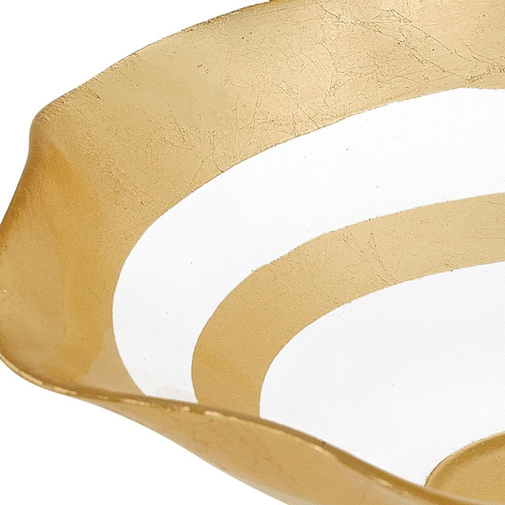 9" Clear and Gold Glass Round Ruffle Centerpiece Bowl  Warm Home View
