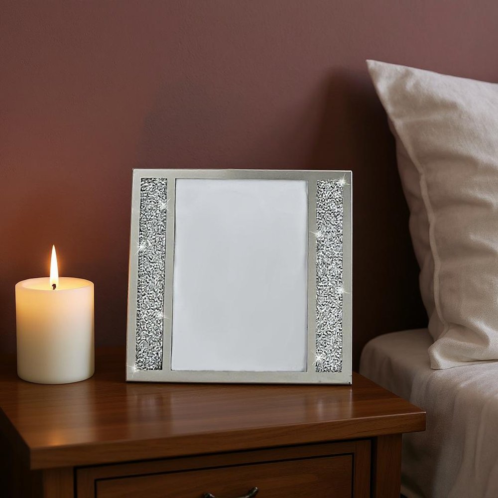 5" x 7" Silver Crystal Tabletop Picture Frame  Warm Home View