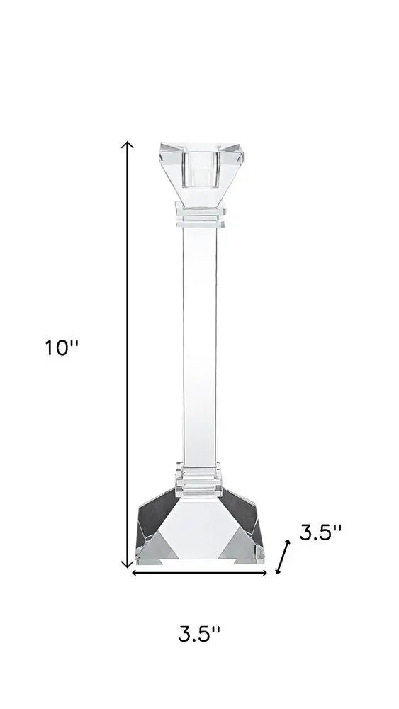 Set of Two Clear Crystal Tabletop Taper Candlesticks  Warm Home View